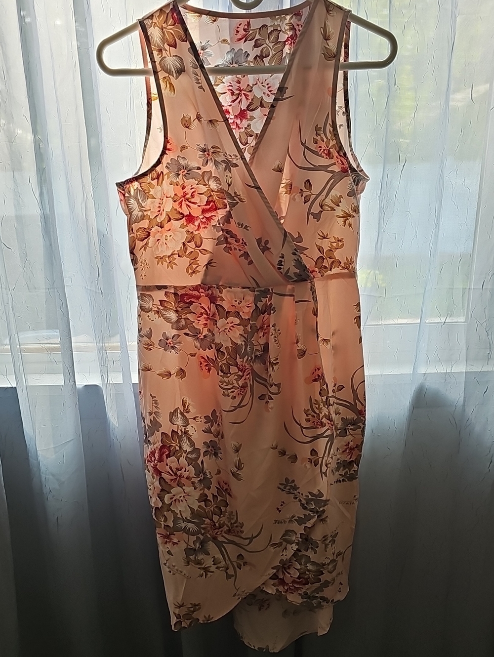 Floral Wrap Midi Dress in Blush Pink